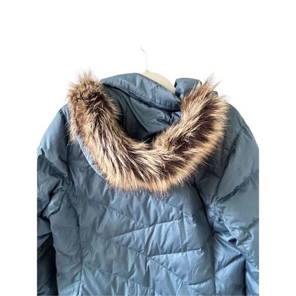 Marmot Down Varma Faux Fur Hooded Long Jacket Women’s Storm Cloud Size Large - Picture 3 of 8